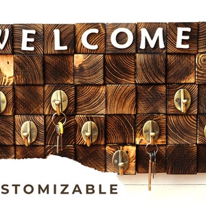 Willkommen zu Hause Schlüsselhalter, personalisierte Schlüsselhalter, Eingangsbereich Dekor, Holz Organizer, kundenspezifische Möbel, Holz Schlüsselhalter, Schlüsselaufhänger, Wandhalterung
