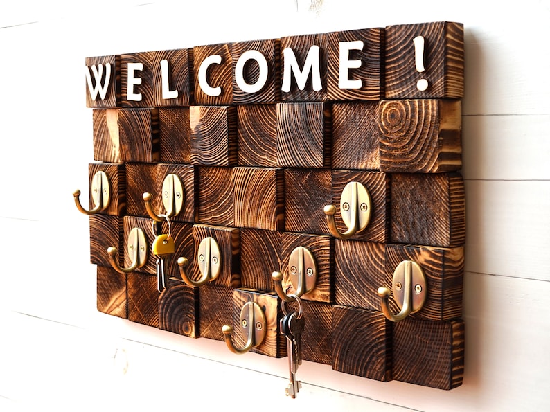 Key Hook Key Rack Wood Organizer Personalized Key Holder Etsy UK