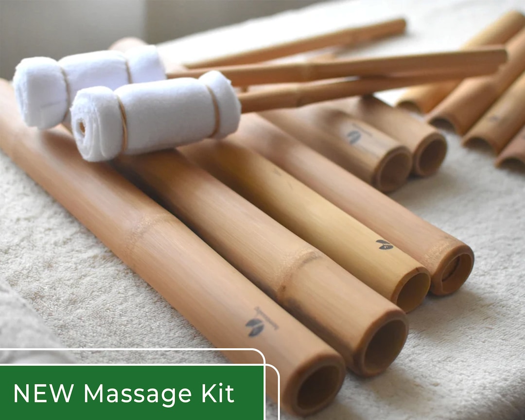 Juego de 14 bastones de masaje de bambú, rodillo de maderoterapia, masaje  sueco de bambú, terapia de reflexología, herramientas de maderoterapia,