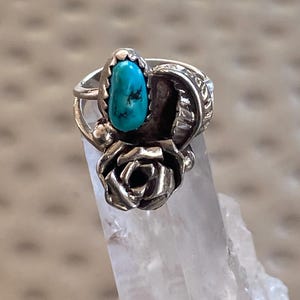 70&#39;s Sterling Silver and Turquoise Ring