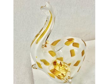 80's Murano Glass Elephant Paperweight // Vintage Hand-Blown Art // Abstract Sculpture // Desk Decoration