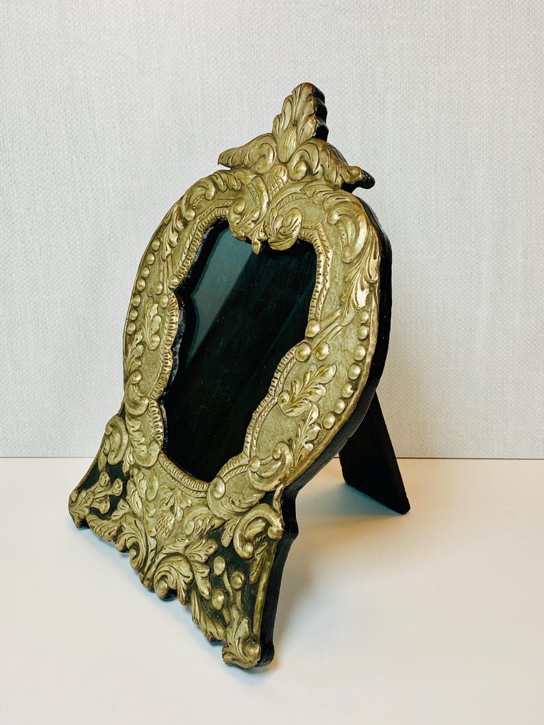 Vintage Rococo Frame 1940's Antique Rococo Style Stamped Metal Wood Picture Frame // 5.5x6.5 ...