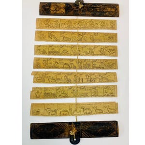 Vintage Balinese Prasi // Lontar Palm-Leaf Manuscript // Indonesian Zodiac Calendar // Aksara Bali