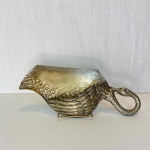 40's Vintage Pewter Swan Crumb Catcher Tray // Antique Dining Table Accessory Kitchen Collectible // Air Plant Plant Holder