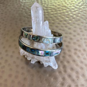 Vintage Set of Matching Sterling Silver and Abalone Bangles