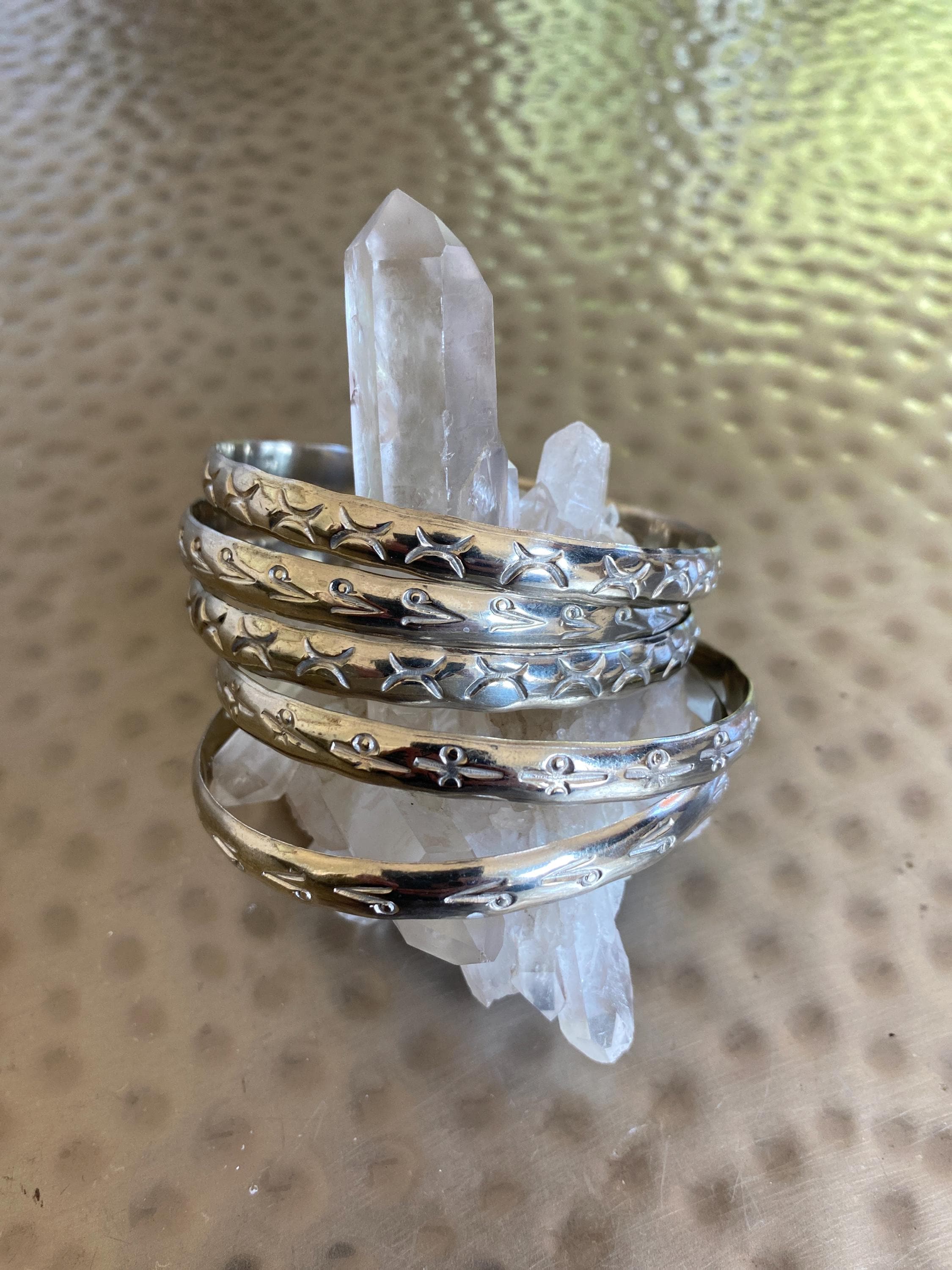 Vintage 90's Sterling Silver Stack of Stamped Mexican Bangles (sold individually)