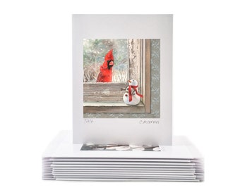 Christmas Art Card Set (Set of 10 xmas cards. Cute, whimsical, greeting cards from watercolor art)