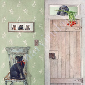 Crow & Cat Art Print: The Blind Date Framed Watercolor by Cori Lee Marvin