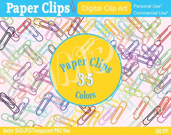 Paperclip Clip Art Set Paperclips Stationary Clip Art - Etsy