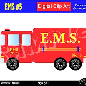 EMS Truck, EMS Truck Clipart, EMS Clipart, Emergency Medical Services, Commercial Personal Use Instant Download