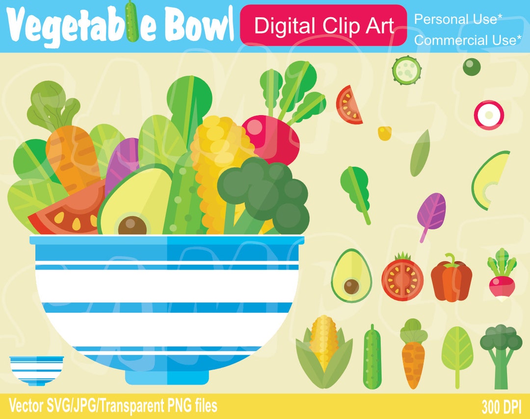 Vegetables Vegetable Bowl Clip Art Set Kitchen Svg Cut Etsy