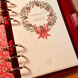 Weihnachtsplaner 2025 für Personal Filofax, personalisiert & ausgedruckt