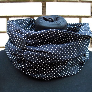 Loop-Scraf, Scarf, Shawl &quot;Polka Dots&quot;, black with white dots, light cotton scarf