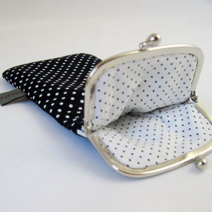 Glasses/ Spectacles Case Good Old Times, black with white dots, strap closure image 2