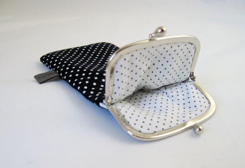 Glasses/ Spectacles Case Good Old Times, black with white dots, strap closure image 2