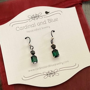 Vintage Emerald Earrings / Emerald Green Crystal Earring / hypoallergenic earrings/ May Birthstone