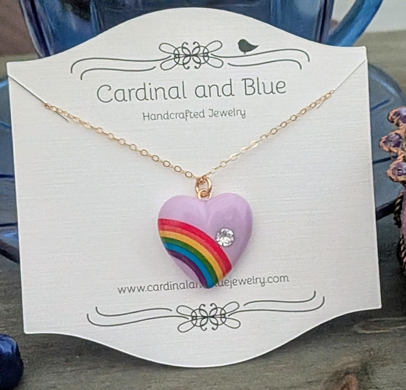 ★VINTAGE HOLLYWOOD★ Colorful Heart Necklace Vintage 80s Rainbow Heart Necklace | Pink Rainbow Heart