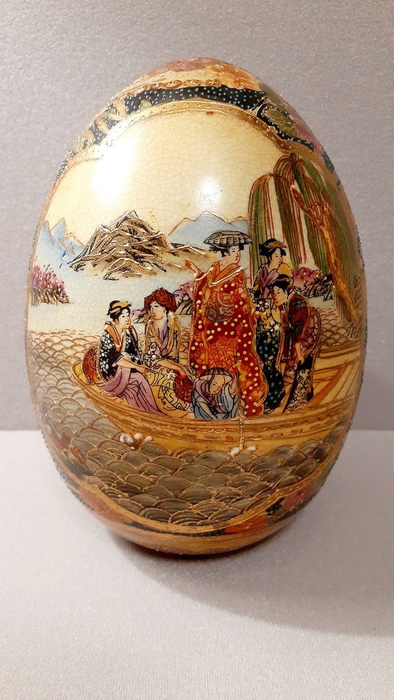 Satsuma egg Authentic large Satsuma egg hand painted egg gold Etsy