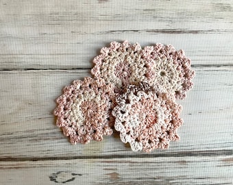 Crocheted Cotton Coasters | Crochet Coasters | Gift for her | Housewarming Gift | Birthday Gift | Shower Gift | Handmade Coasters | Mug Rug
