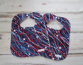 Organic Patriotic Toddler Bib Set, Patriotic Bib Set, Stars Bib Set, Patriotic Toddler Bib Set | Baby Gift | Baby Shower Gift | Bib Set