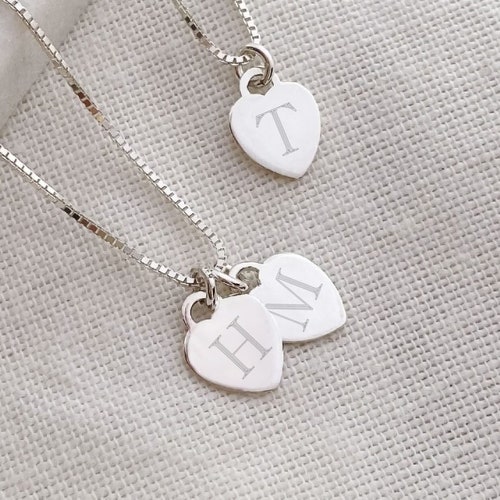 Sterling Silver E Letter Heart Necklace 