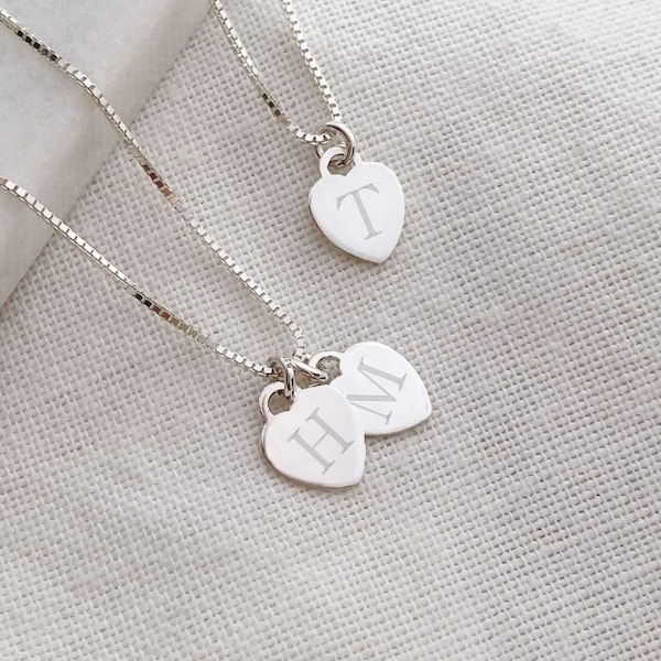 Sterling Silver Dinky Heart Initial Necklace