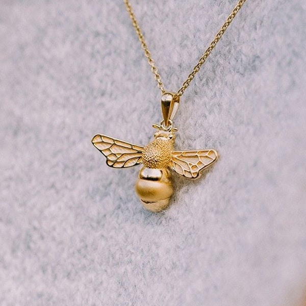Sterling Silver & Yellow Gold Vermeil Bumble Bee Necklace