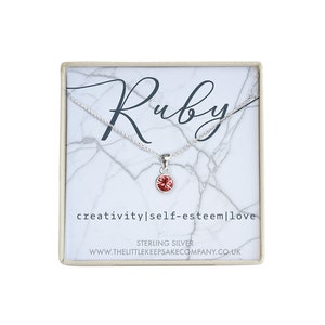 Sterling Silver - July Birthstone Necklace - Ruby