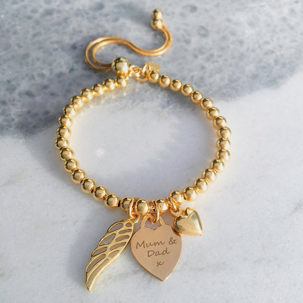 Yellow Gold Vermeil Engraved Memorial Bracelet