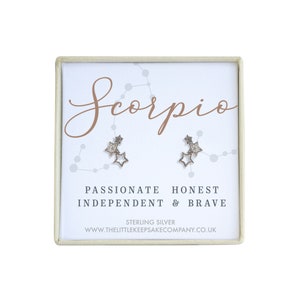 Sterling Silver & Cz Zodiac Earrings - Scorpio