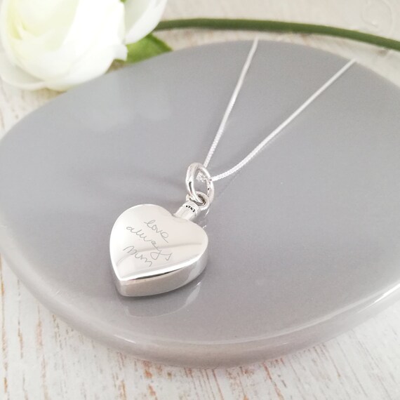 Sterling Silver Handwriting Large Heart Urn Necklace Etsy UK