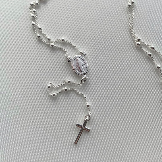 Sterling Silver St Mary Rosary Necklace - Etsy