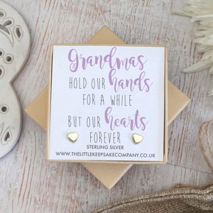 Yellow Gold Vermeil Quote Earrings - 'Grandmas Hold Our Hands'