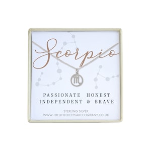 Sterling Silver Zodiac Charm Necklace - Scorpio