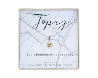 Argento sterling - Collana con pietra portafortuna di novembre - Topazio