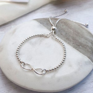 Bracelet glissant boule infini en argent sterling image 1
