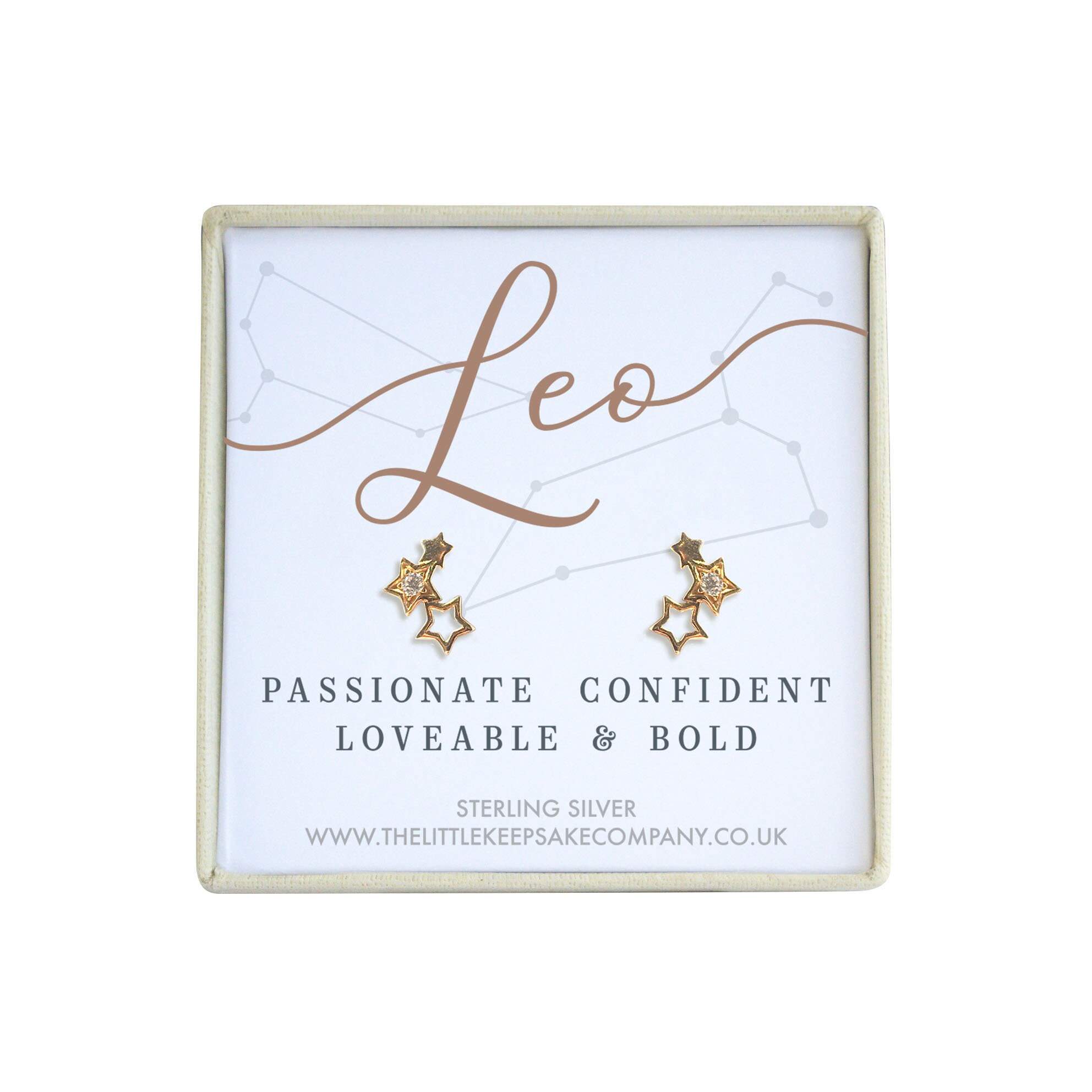 Yellow Gold Vermeil & Cz Zodiac Earrings - Leo