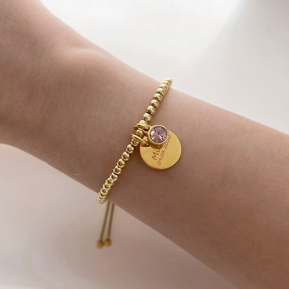 イエローゴールドヴェルメイユボールスライダーブレスレット - 刻印