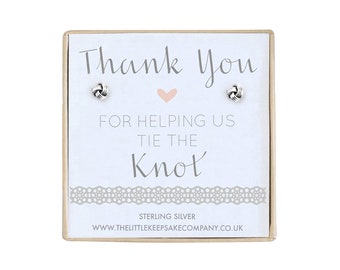 Sterling Silver Wedding Earrings - 'Thank You For Helping Us Tie The Knot'