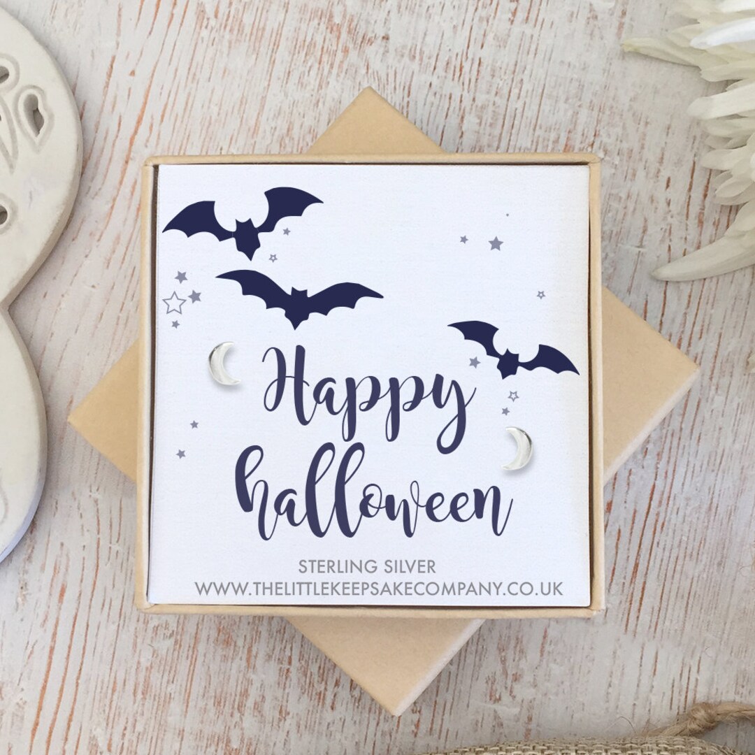 Orecchini A Pipistrello E Fantasma Per Halloween – Argento Sterling 925, Ciondoli Goccia Con Luna, Gioielli Regalo Per Donne