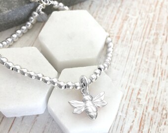 Bracciale Perline Argento Regalo Bracciale In Argento Sterling 925 Con Ciondolo Ape E Zirconi - Gioiello Handmade Per Donna Bracciale Argento 925 Ciondolo Ape - Foto 14