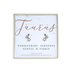 Sterling Silver & Cz Zodiac Earrings - Taurus