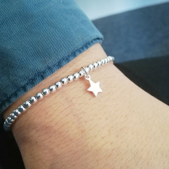 Silver Beaded Star Bracelet