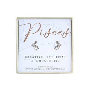 Sterling Silver & Cz Zodiac Earrings - Pisces