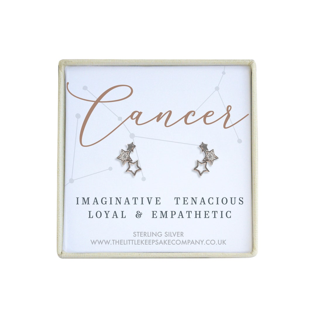 Orecchini in argento sterling e zirconi cubici con segno zodiacale