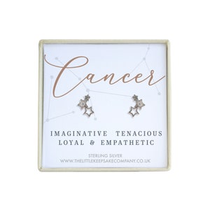 Sterling Silver & Cz Zodiac Earrings - Cancer