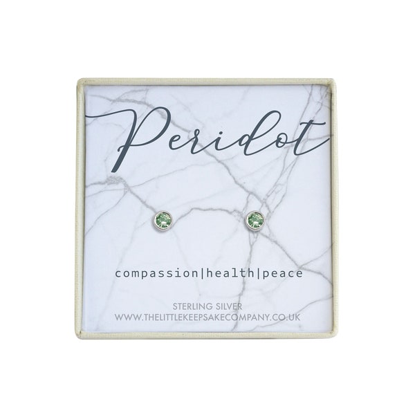 Sterling Silver - August Birthstone Earrings - Peridot