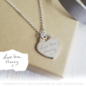 Sterling Silver Handwriting Heart Necklace