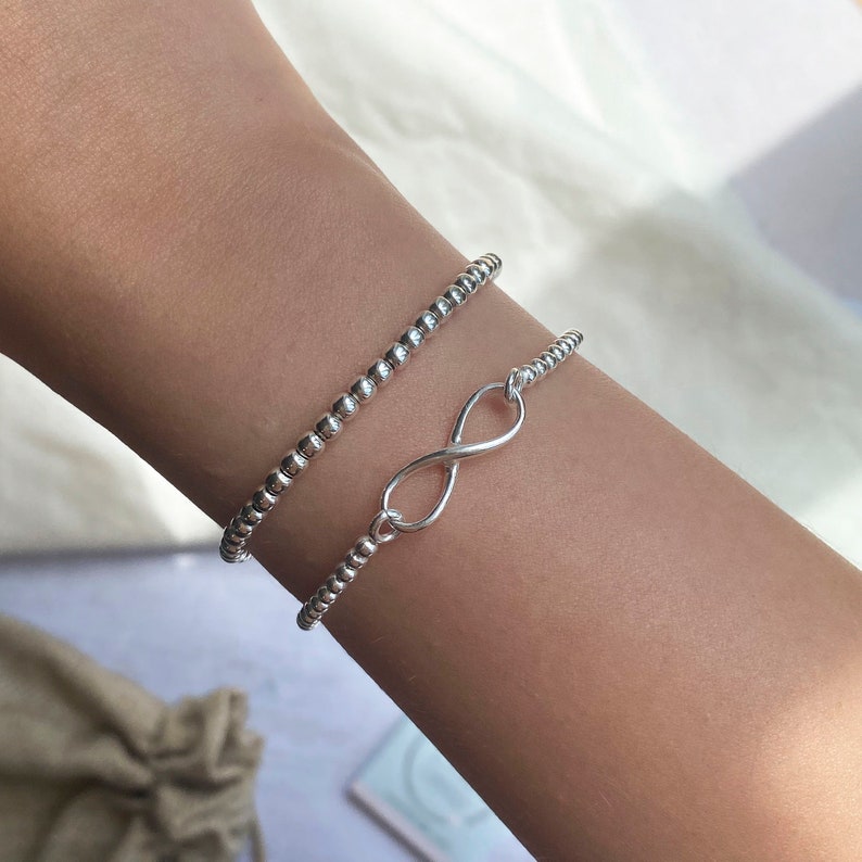 Bracelet glissant boule infini en argent sterling image 2