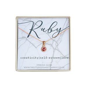 Rose Gold Vermeil - July Birthstone Necklace - Ruby